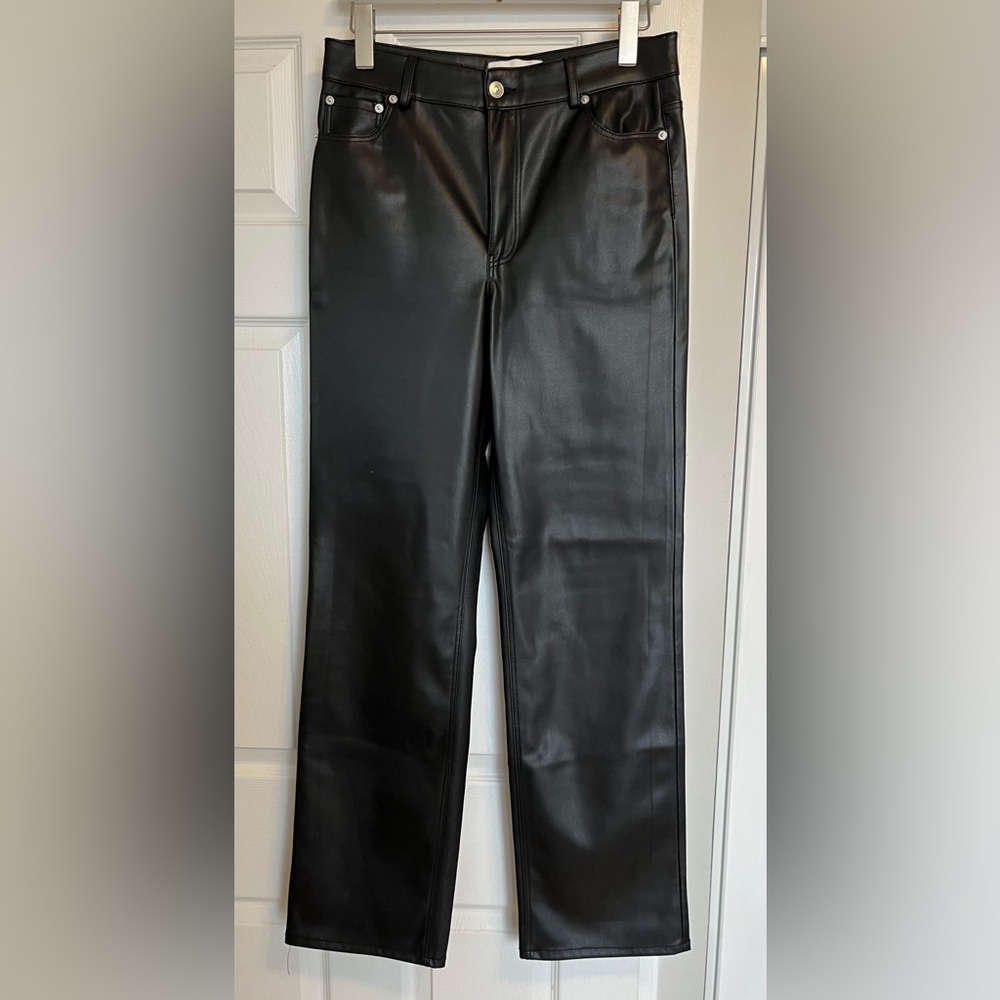 Black faux leather jeans